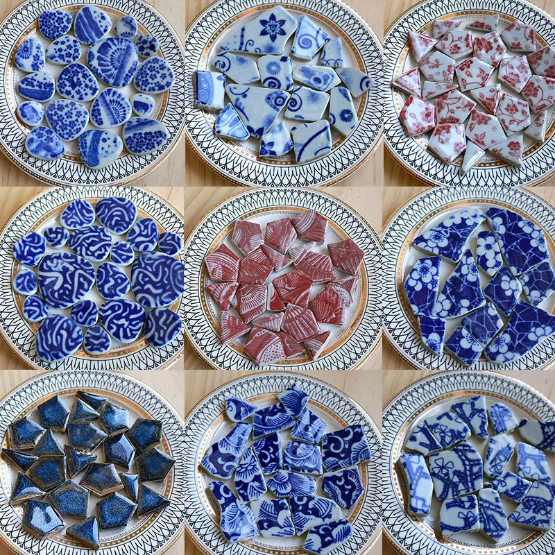 Ceramic Tile Blank - 100g mosaik keramik Oval ubin Multi