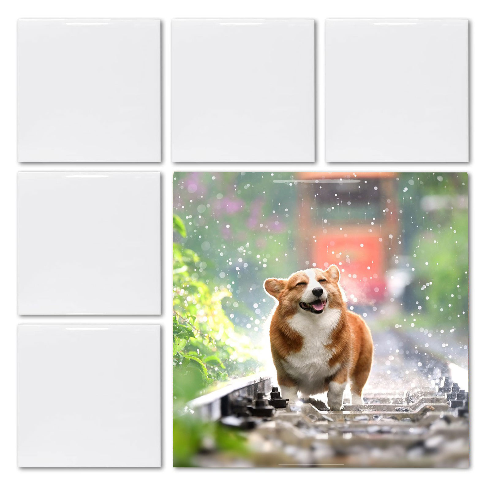 Ceramic Tile Blank - 20 buah ubin persegi putih polos