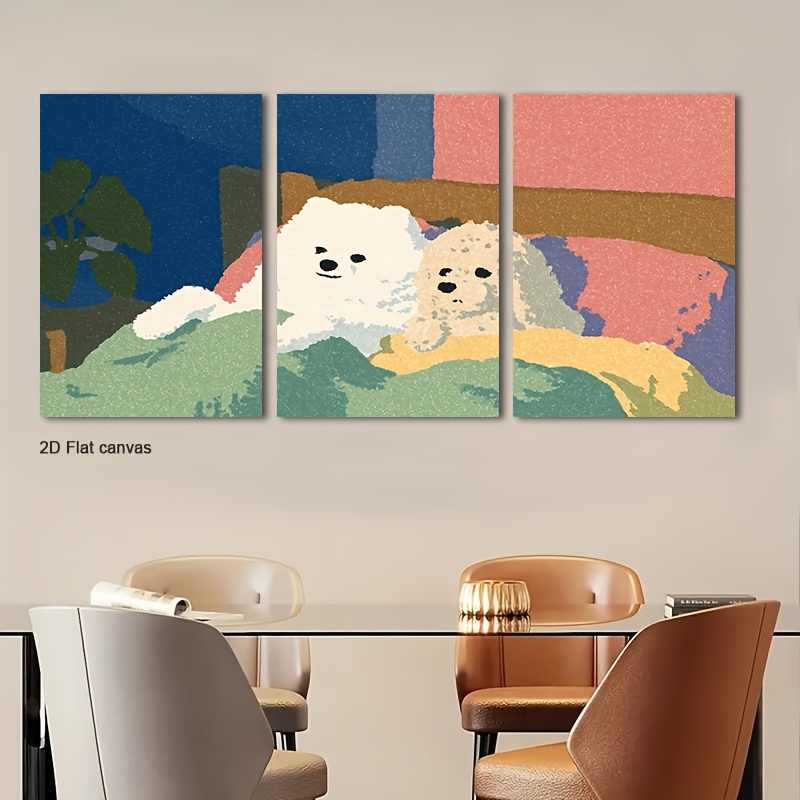 Canvas Wrap Ready - Lukisan Kanvas Tanpa Bingkai 3pcs Anjing