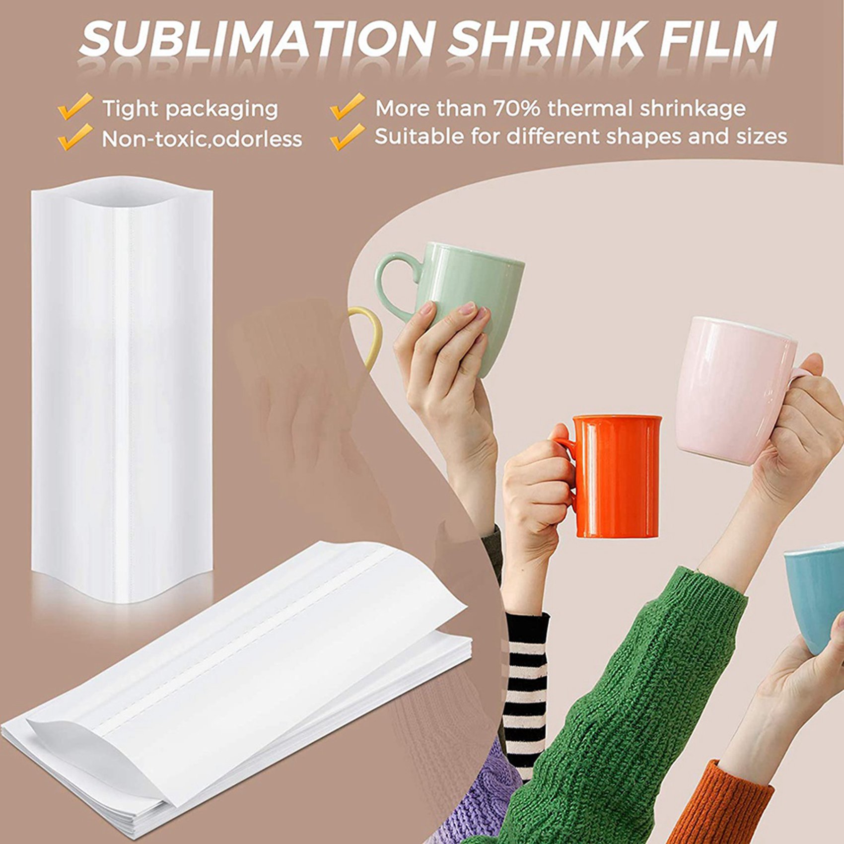 A74E-140Pcs Film Shrink Wrap S - Sublimation Mug White ulasan dan harga